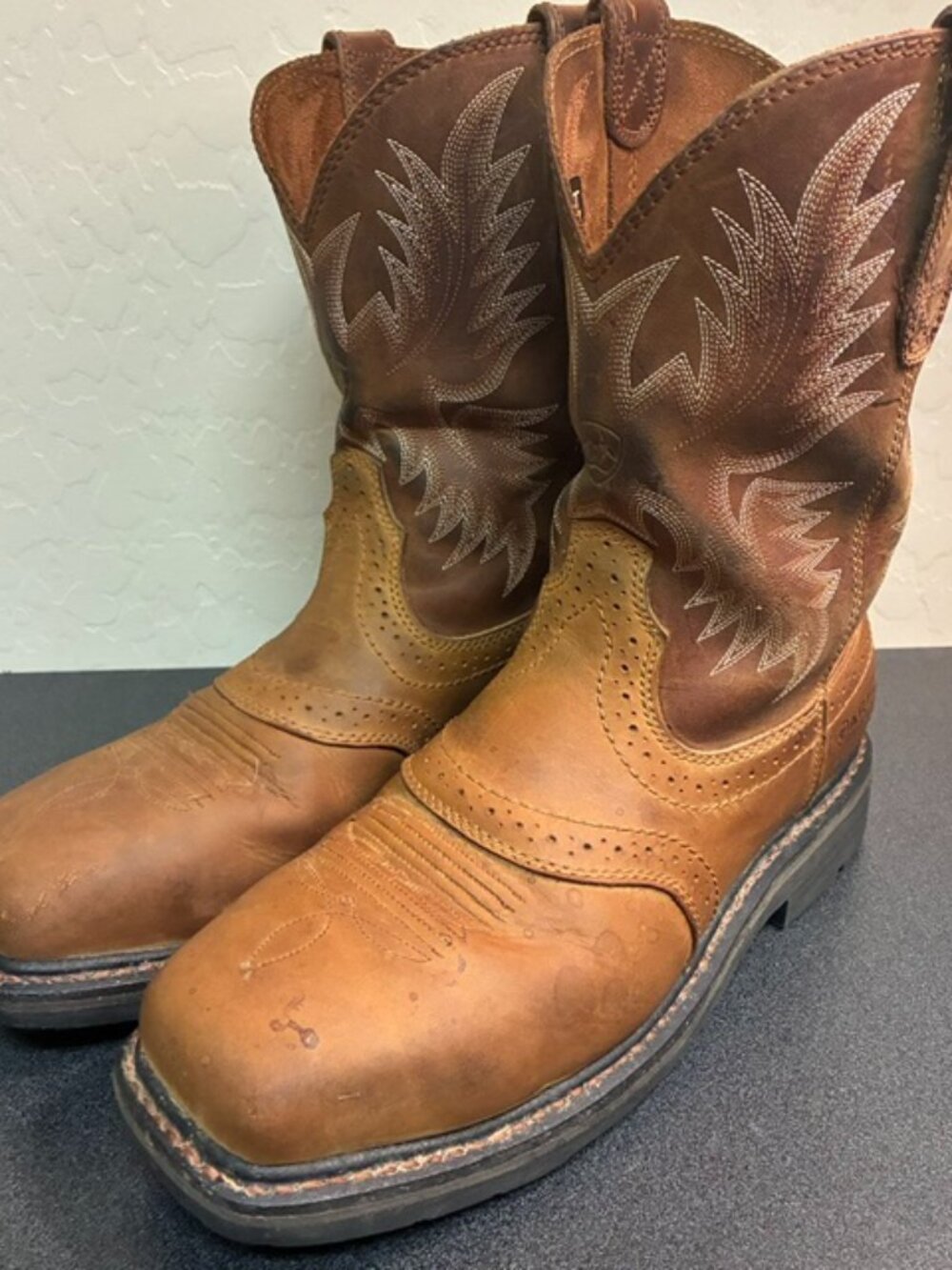 Ariat Work Steel Toe Cowboy Boots Men’s 8EE Brown Leather Western ASTM